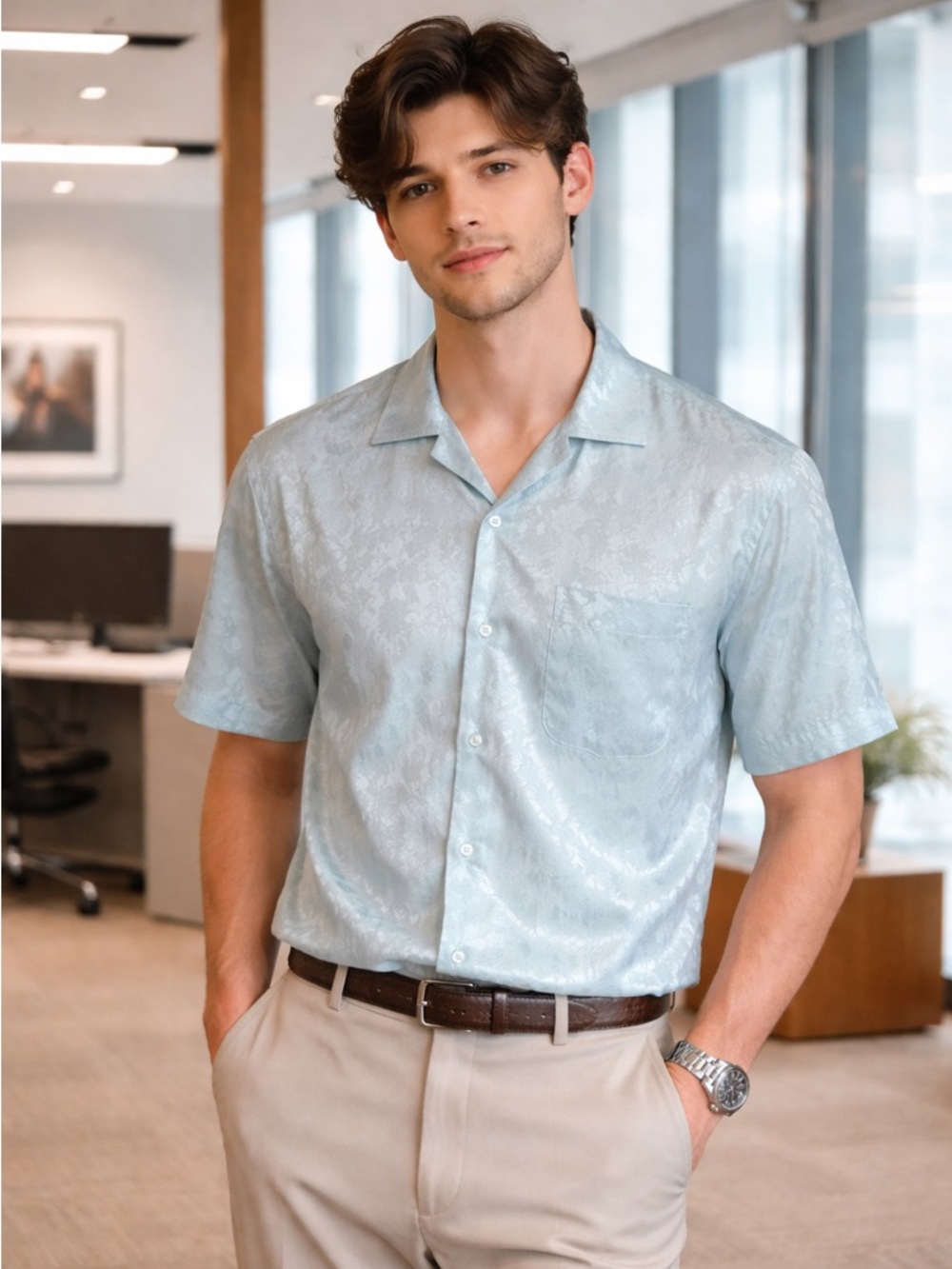 Urban Outfitters Light Blue Patterned Shirt